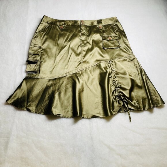 NWT Gypsy Jeans Womens Olive Streetwear Fusion Gothic Y2K Cargo Skirt Plus 22 - Picture 1 of 11
